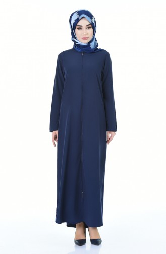 Abaya Fermeture a Glissiere 6026-02 Bleu Marine 6026-02