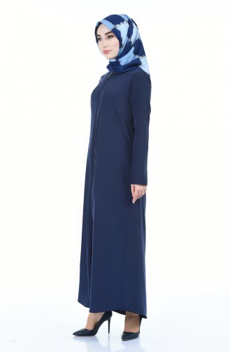 Abaya Fermeture a Glissiere 6026-02 Bleu Marine 6026-02