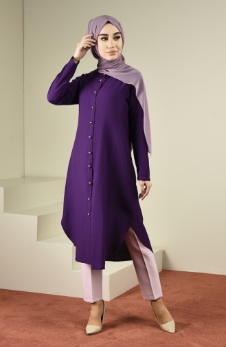 Buttoned Tunic 2034-10 Purple 2034-10