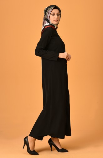 Abaya Fermeture a Glissiere 6026-01 Noir 6026-01