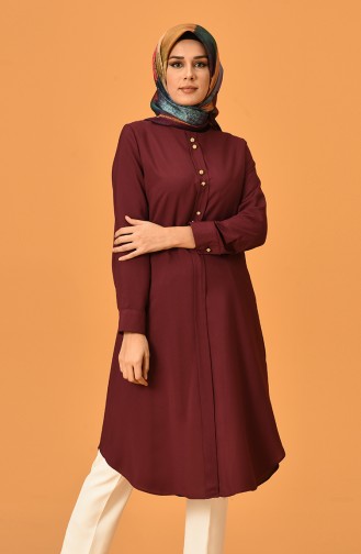 Button Detailed Tunic 1090-02 Cherry 1090-02