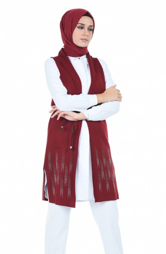 Triko Yelek 1371-06 Bordo