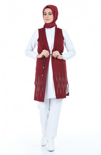 Triko Yelek 1371-06 Bordo