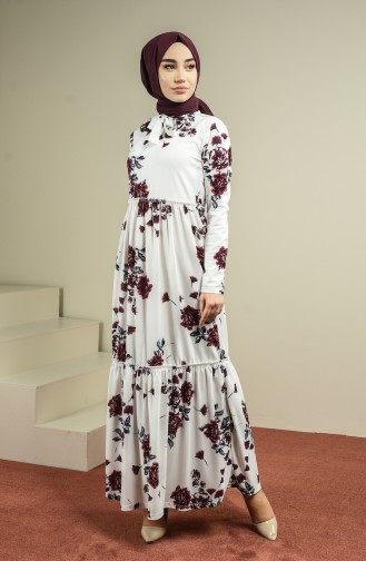 White Hijab Dress 4233-03