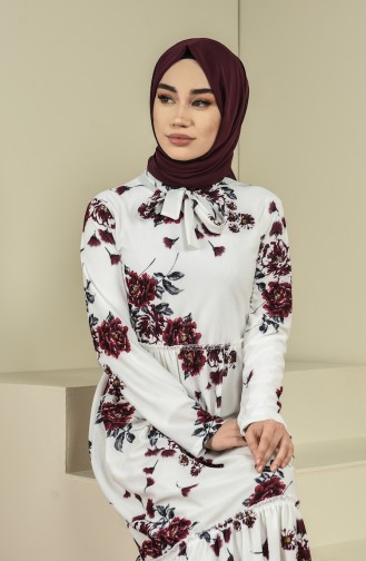 White Hijab Dress 4233-03