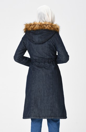 معطف طويل أزرق كحلي 7101-01
