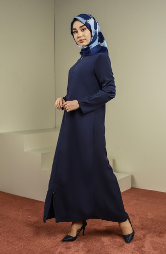 Abaya Fermeture a Glissiere 6026-02 Bleu Marine 6026-02