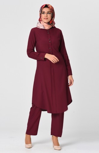 Tunic Trousers Double Set Cherry 1208-06