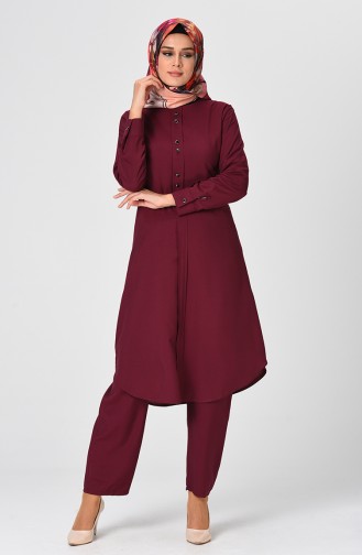 Tunic Trousers Double Set Cherry 1208-06