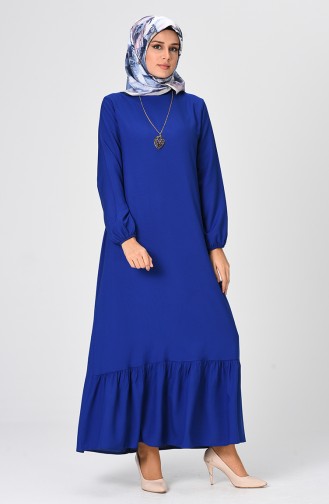 Saks-Blau Hijab Kleider 1207-01