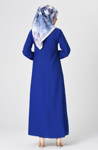 Saks-Blau Hijab Kleider 1207-01