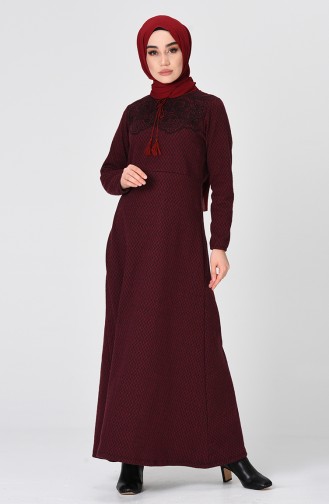 Claret Red Hijab Dress 0335-03
