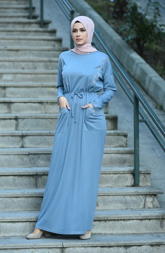 Indigo Hijab Dress 8055-01