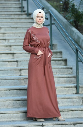 Brown Hijab Dress 8055-02