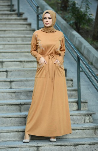Mustard Hijab Dress 8055-03