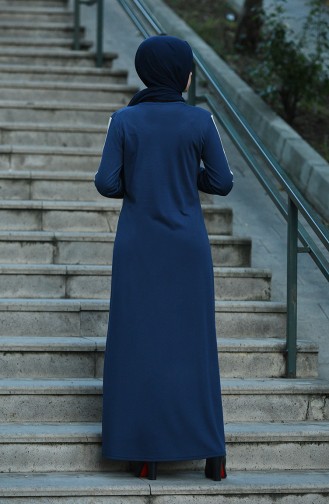 Dunkelblau Hijab Kleider 8075-01