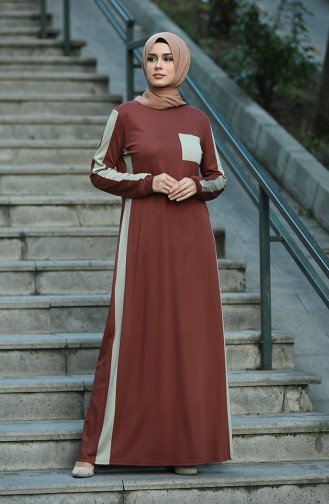 Brown Hijab Dress 8075-02