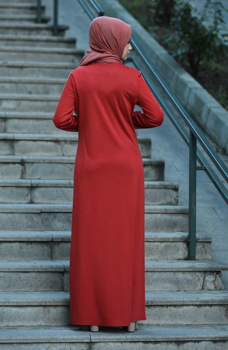 Brick Red Hijab Dress 8075-03
