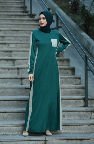 Emerald Green Hijab Dress 8075-05