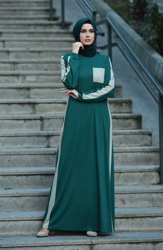 Smaragdgrün Hijab Kleider 8075-05