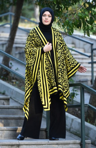 Poncho Tricot a Motifs 1010B-03 Noir Jaune 1010B-03