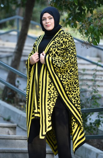 Poncho Tricot a Motifs 1010B-03 Noir Jaune 1010B-03