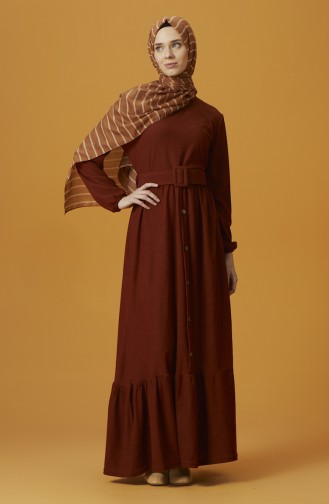 Brick Red Hijab Dress 1214-01