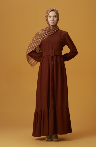 Brick Red Hijab Dress 1214-01