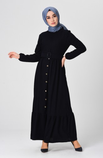 Samt Kleid mit Gürtel 1214-02 Dunkelblau 1214-02