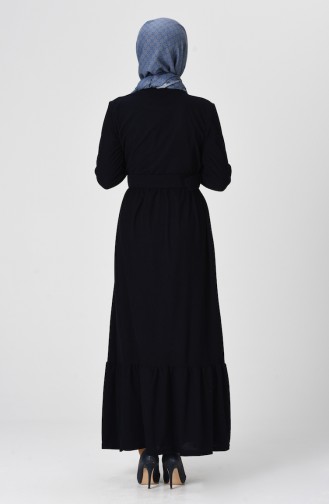 Samt Kleid mit Gürtel 1214-02 Dunkelblau 1214-02