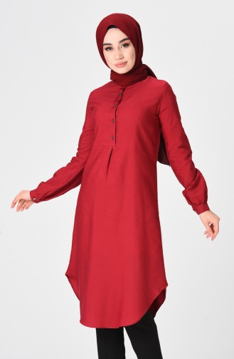 Önden Düğmeli Tunik 3165-06 Bordo