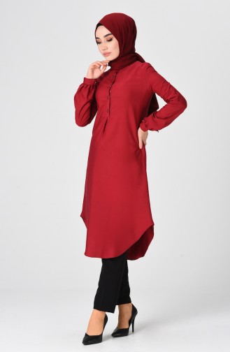 Önden Düğmeli Tunik 3165-06 Bordo