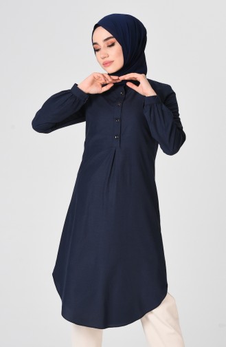 Buttoned Tunic 3165-02 Navy Blue 3165-02