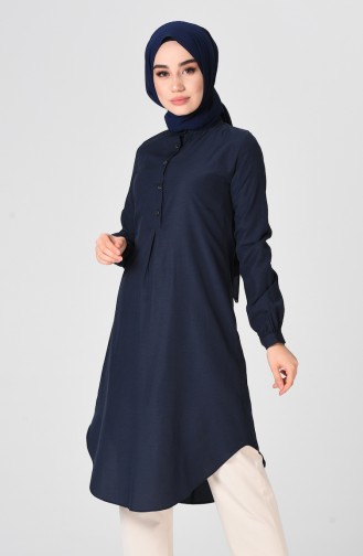 Önden Düğmeli Tunik 3165-02 Lacivert