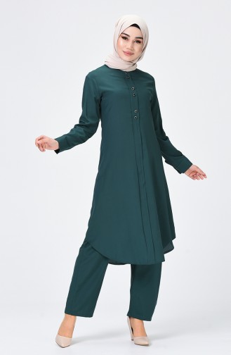 Tunic Trousers Double Set Emerald Green 1208-02