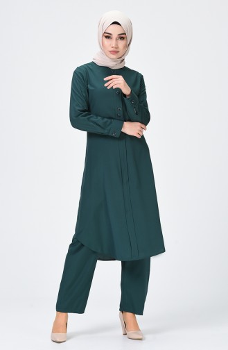 Tunic Trousers Double Set Emerald Green 1208-02
