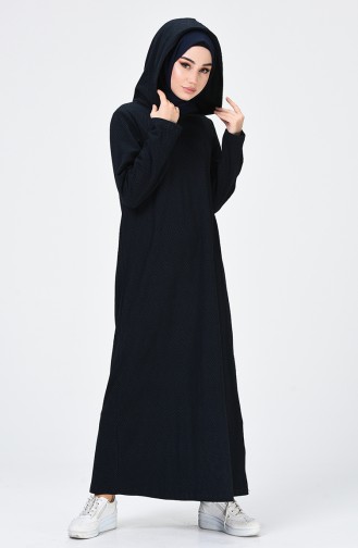 Navy Blue Hijab Dress 0063-01