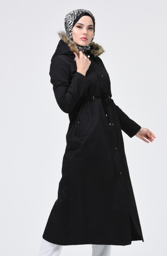 معطف طويل أسود 6830-01