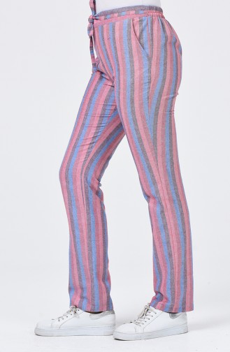 Striped Pocket Trousers 0121-01 Pink Blue 0121-01