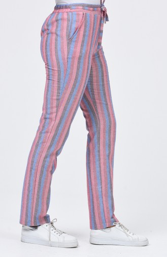 Striped Pocket Trousers 0121-01 Pink Blue 0121-01