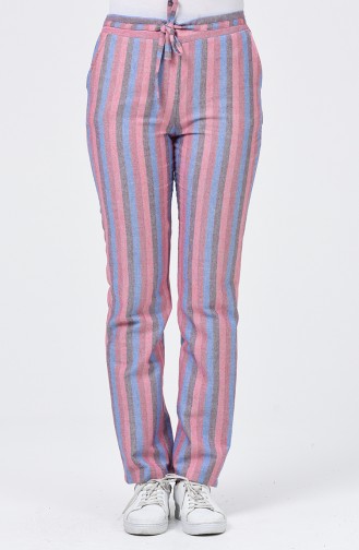 Striped Pocket Trousers 0121-01 Pink Blue 0121-01