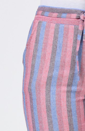 Striped Pocket Trousers 0121-01 Pink Blue 0121-01