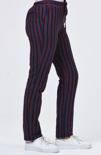 Striped Pocket Trousers 0121a-01 Black Burgundy 0121A-01