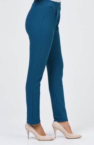 Pleated Pants with Pockets 1146pnt-05 Petrol Blue 1146PNT-05