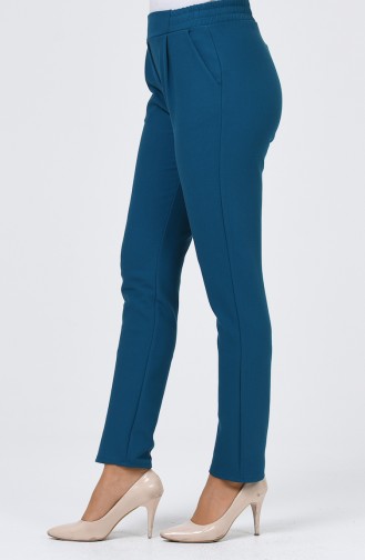 Pleated Pants with Pockets 1146pnt-05 Petrol Blue 1146PNT-05