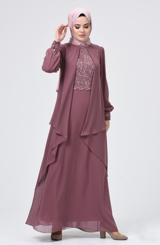 Dusty Rose Hijab Evening Dress 52765-01