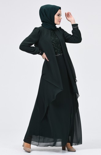 Emerald Green Hijab Evening Dress 52765-04