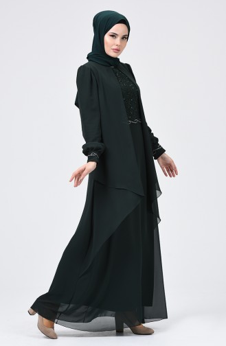 Emerald Green Hijab Evening Dress 52765-04