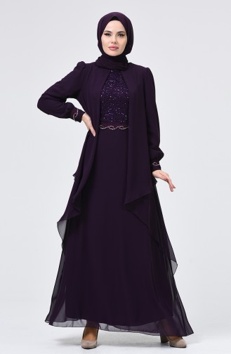 Purple Hijab Evening Dress 52765-07
