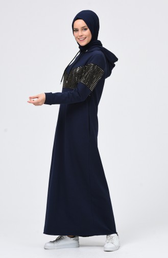 Dunkelblau Hijab Kleider 5957-01